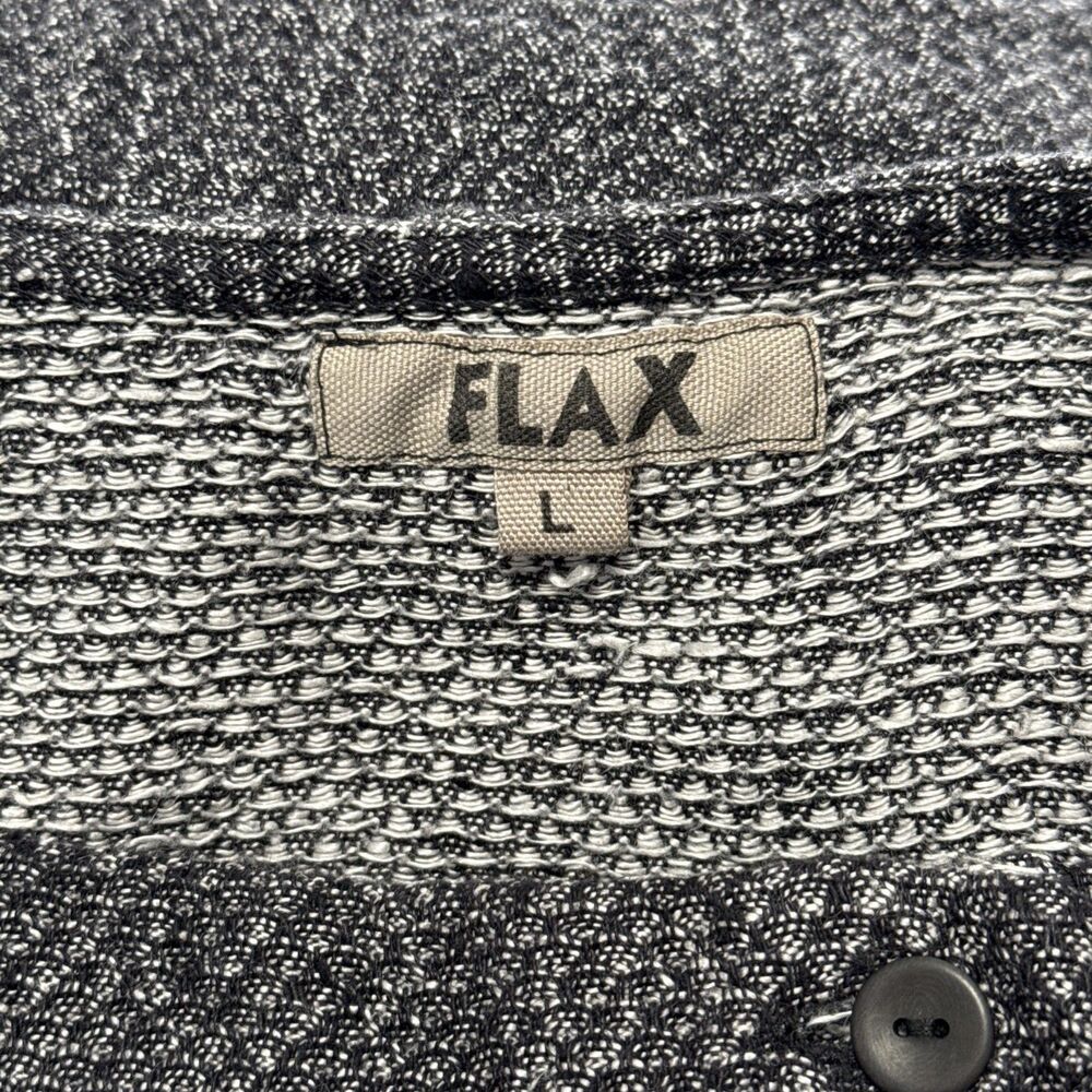 Flax 100% Linen Compelling Cardigan Large Black Honeycomb Knit Career Lagenlook - Picture 8 of 10